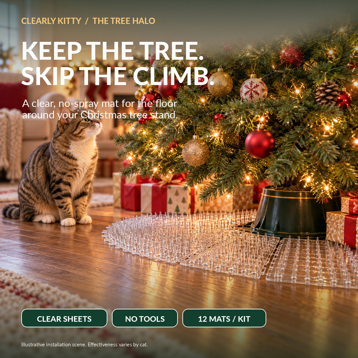 The Tree Halo – Clear Christmas Tree Cat Mat