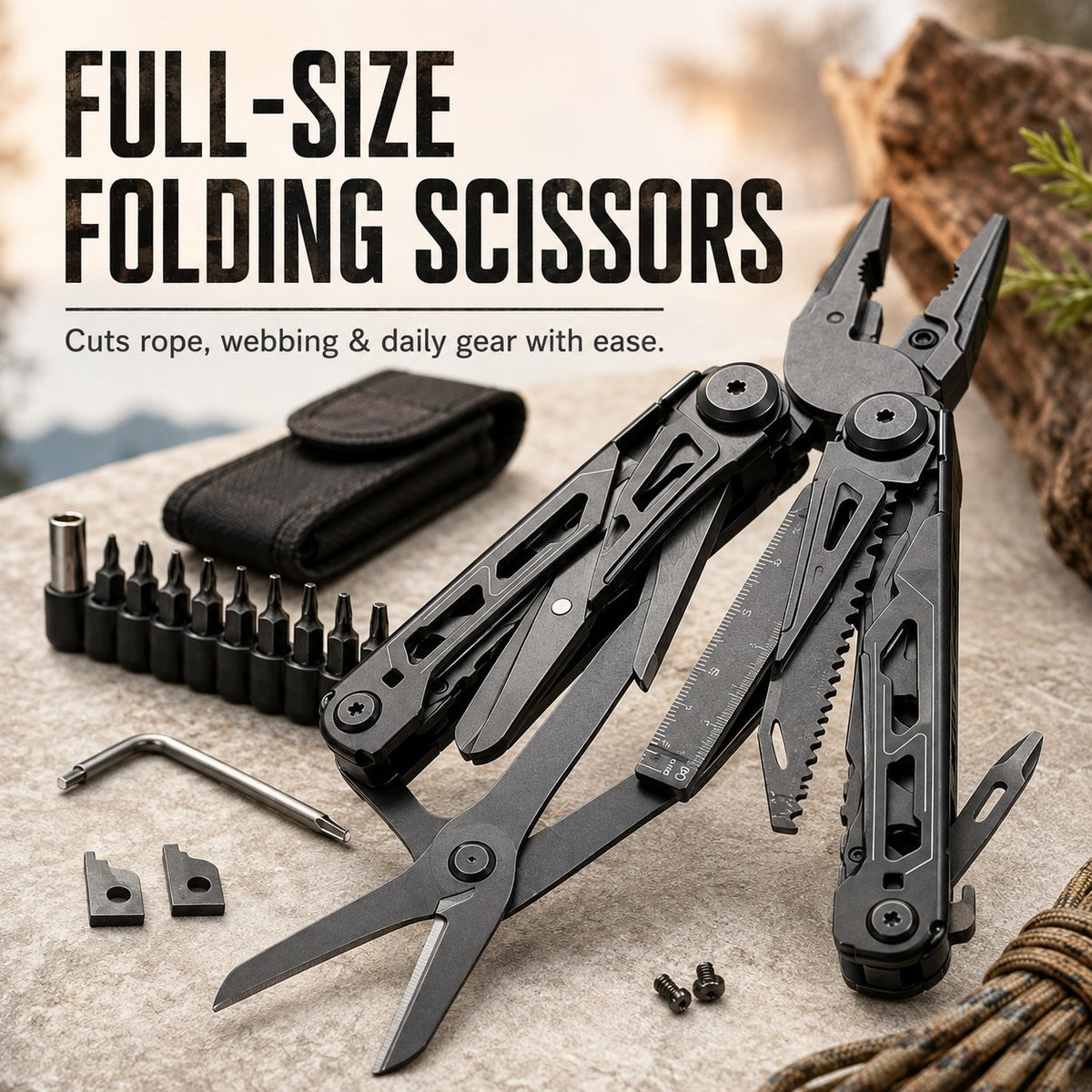 đď¸16âinâ1 MultiâTool Pliers with FullâSize Folding Scissors