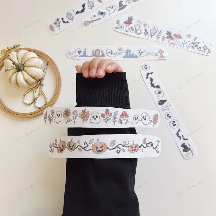 Water-Soluble Stick and Stitch Embroidery Patterns - Beginner Friendly Halloween & Floral Designs