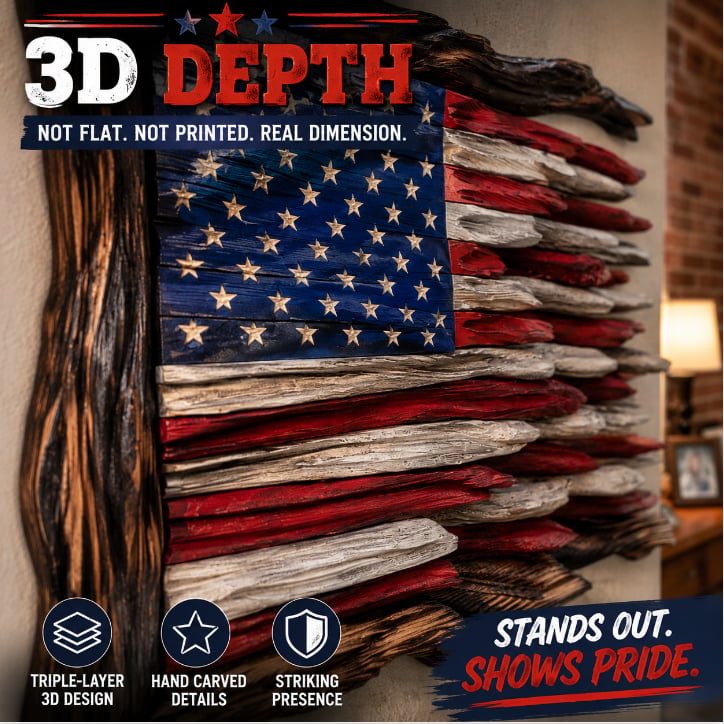 🇺🇸 Handcrafted Wooden American Flag Wall Decor