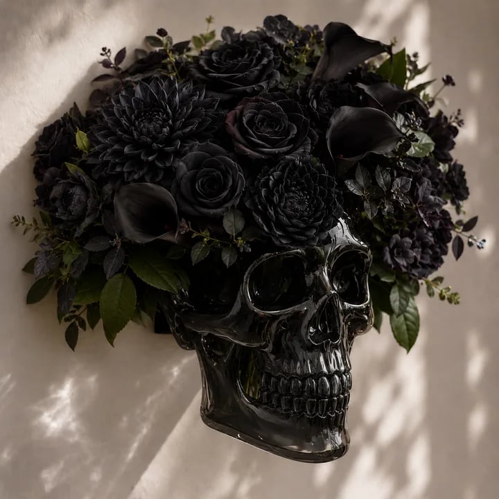 Gothic Skull Wall Vase 💀🌸 – Hangable & Tabletop Freestanding
