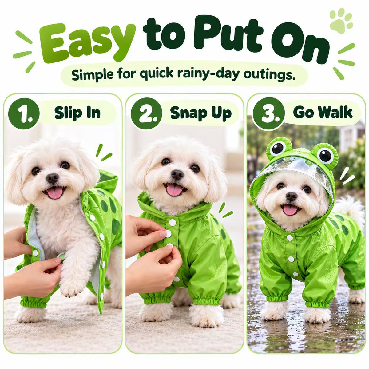 Frog Dog Raincoat – Full-Body Coverage for Happier Rainy Walks 🐸