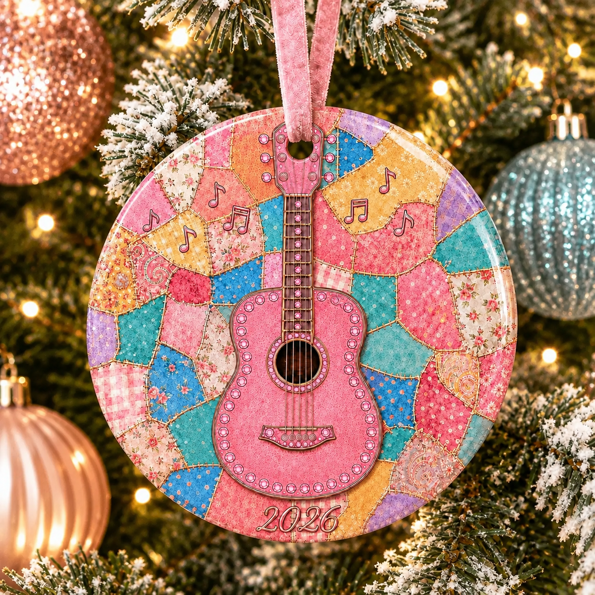šLast Day 60% OFF - Pink Guitar Memorial Heart Ornament