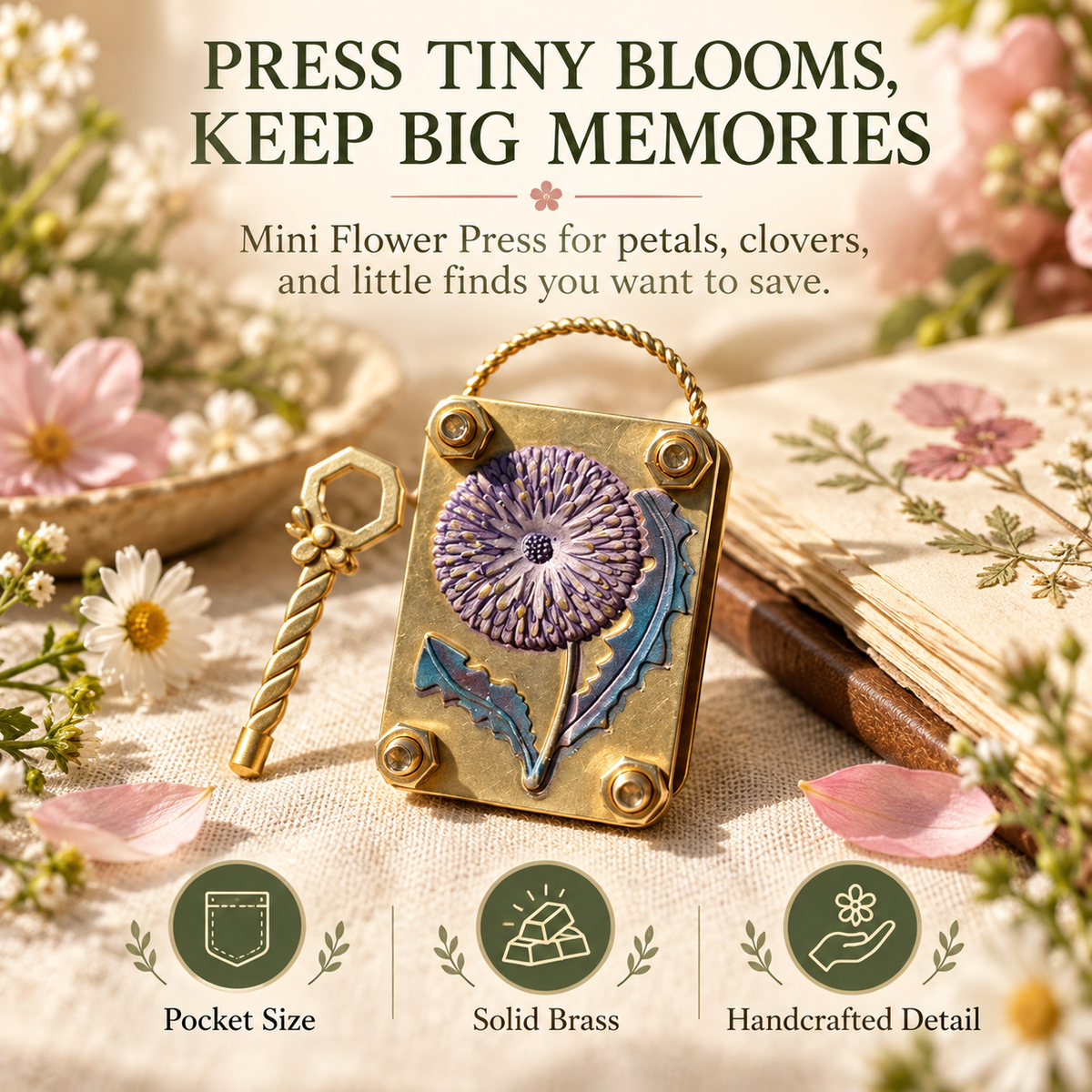 🌼 50% OFF Today! Mini Flower Press Keepsake for Tiny Blooms & Petals