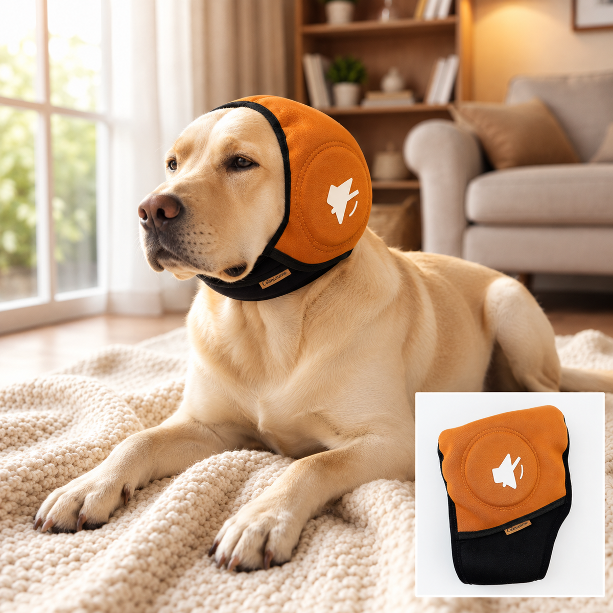 PetMuffs Noise-Reducing Dog Ear Muffs for Thunderstorms & Fireworks – Lightweight, Adjustable Fit