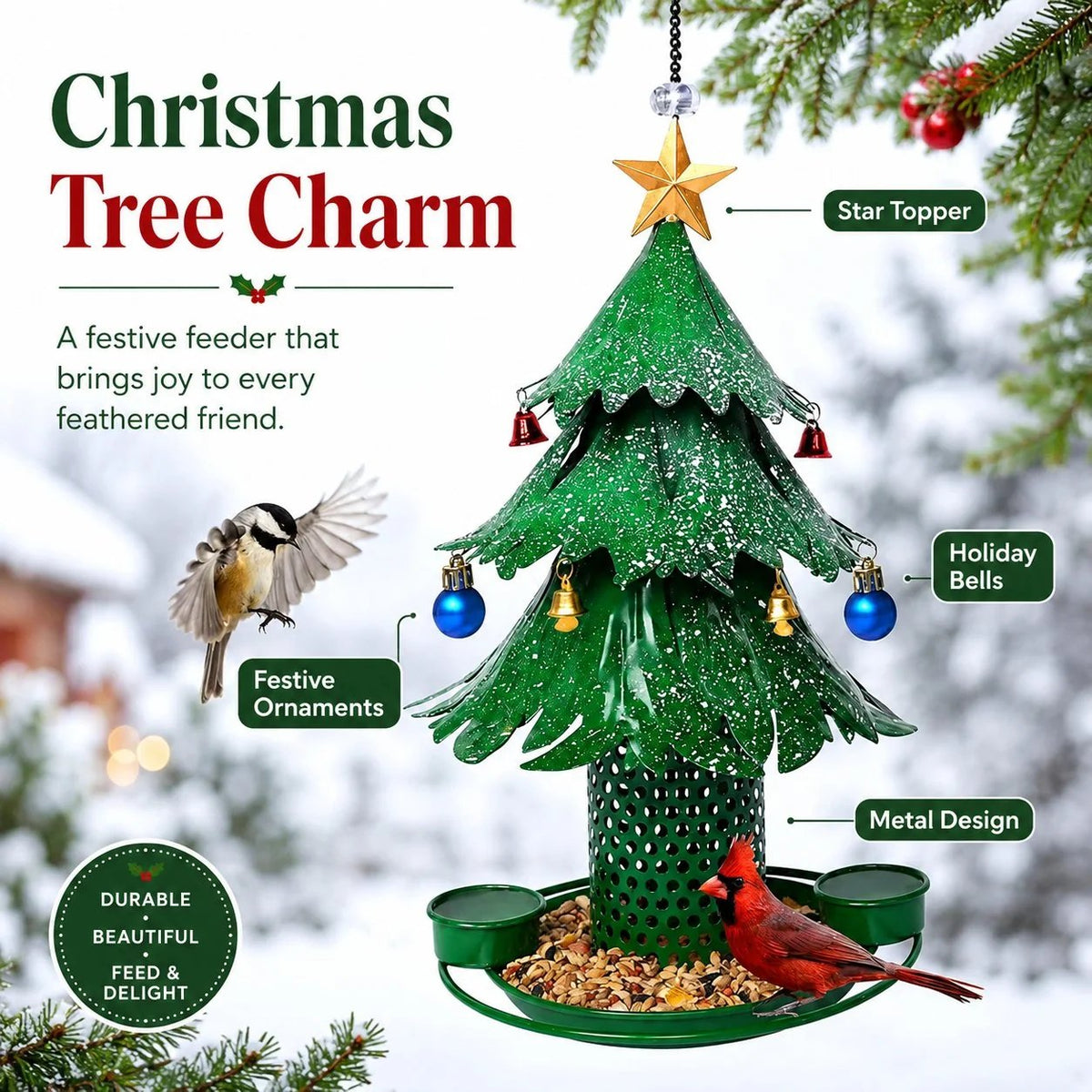 🌟HOT SALE🌟Christmas Tree Bird Feeder🎄Festive Backyard Holiday Decor