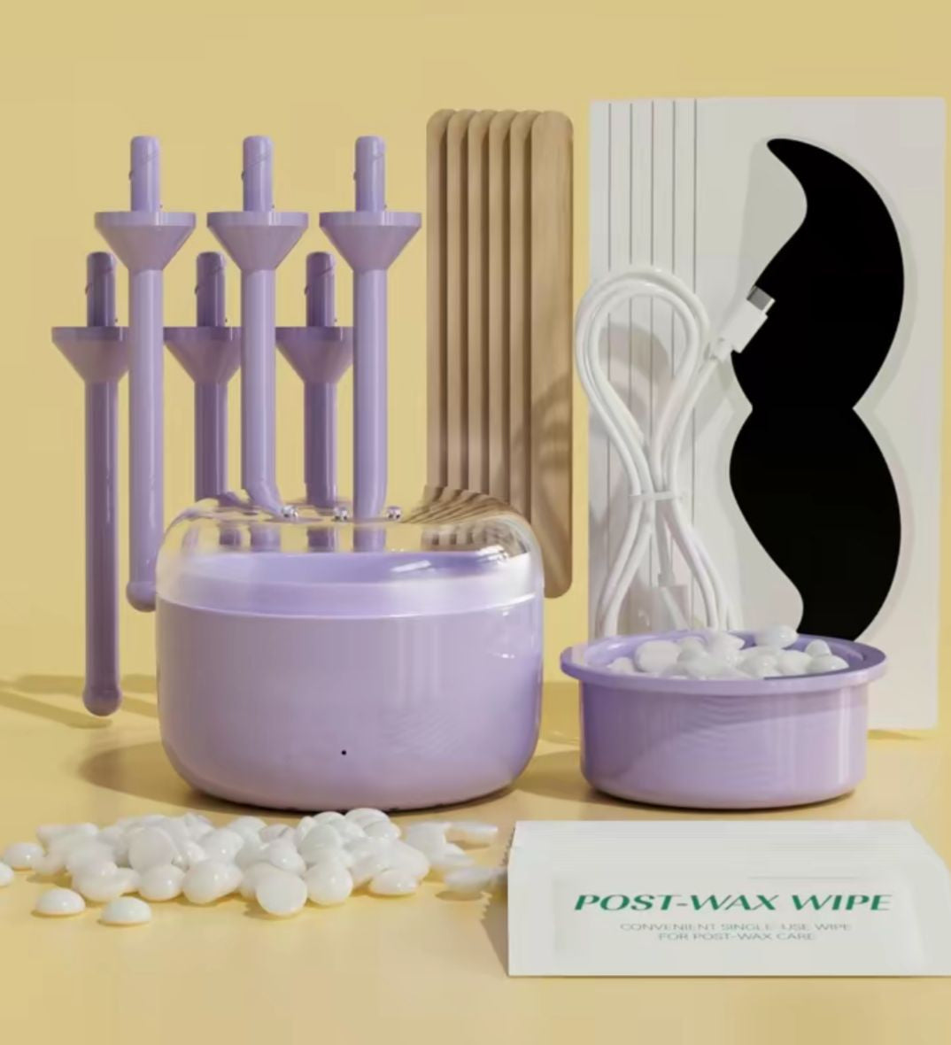 Easy to Use Nose & Brow Wax Pot – Includes FREE 6 Silicone Applicators, Wooden Sticks, Cotton Swabs & Post-Wax Wipes
