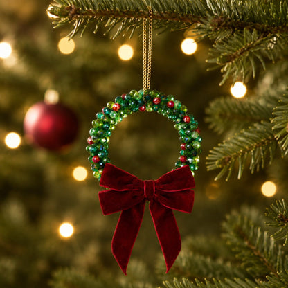 Beaded Christmas Wreath Ornament