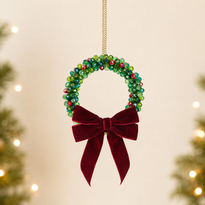 Beaded Christmas Wreath Ornament