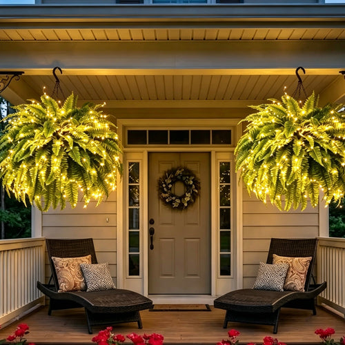 Glowing Boston Ferns with Lights – 🌿 Zero Watering, Zero Maintenance