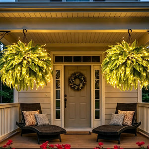 Glowing Boston Ferns with Lights – 🌿 Zero Watering, Zero Maintenance