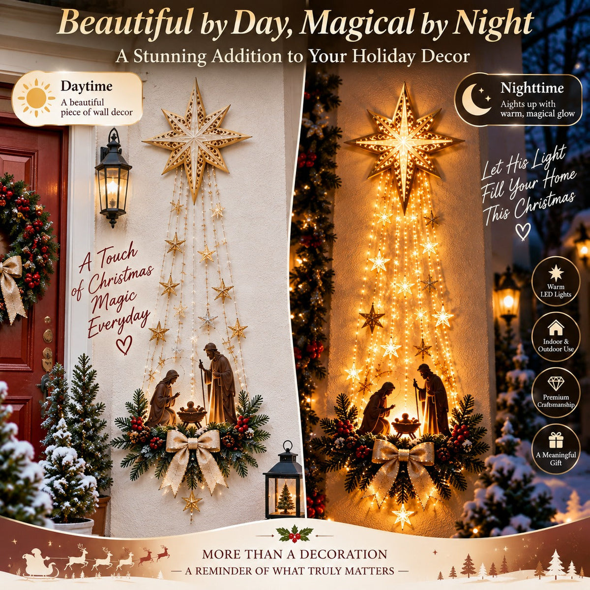 ✨Last Day 50% OFF✨✝️ Bethlehem Star of Faith™ – Lighted Nativity Wall Decor