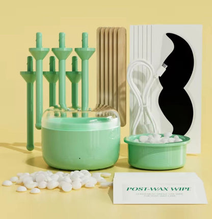 Easy to Use Nose & Brow Wax Pot – Includes FREE 6 Silicone Applicators, Wooden Sticks, Cotton Swabs & Post-Wax Wipes