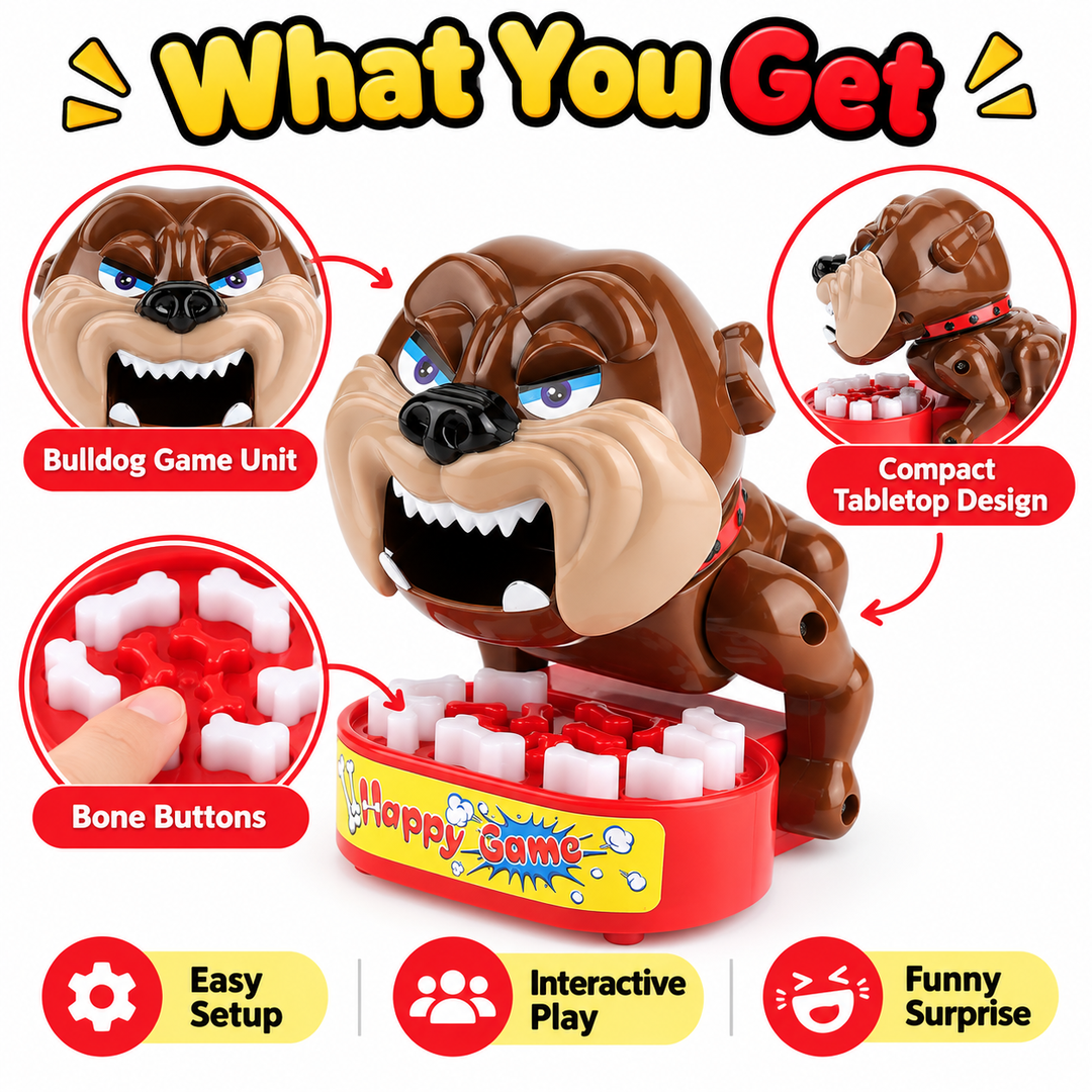 Bulldog Bite Challenge product contents infographic