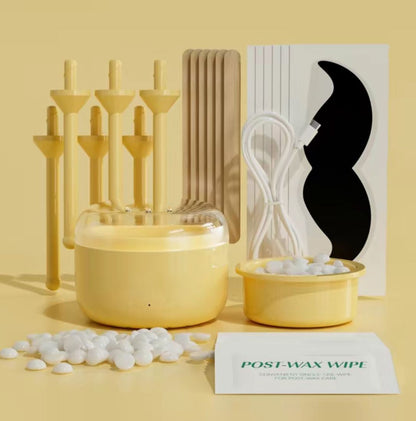 Easy to Use Nose & Brow Wax Pot – Includes FREE 6 Silicone Applicators, Wooden Sticks, Cotton Swabs & Post-Wax Wipes