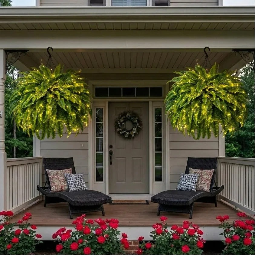 Glowing Boston Ferns with Lights – 🌿 Zero Watering, Zero Maintenance