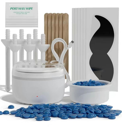 Easy to Use Nose & Brow Wax Pot – Includes FREE 6 Silicone Applicators, Wooden Sticks, Cotton Swabs & Post-Wax Wipes