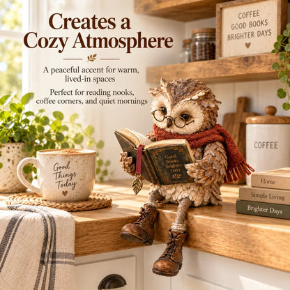 Handmade Reading Owl Figurine