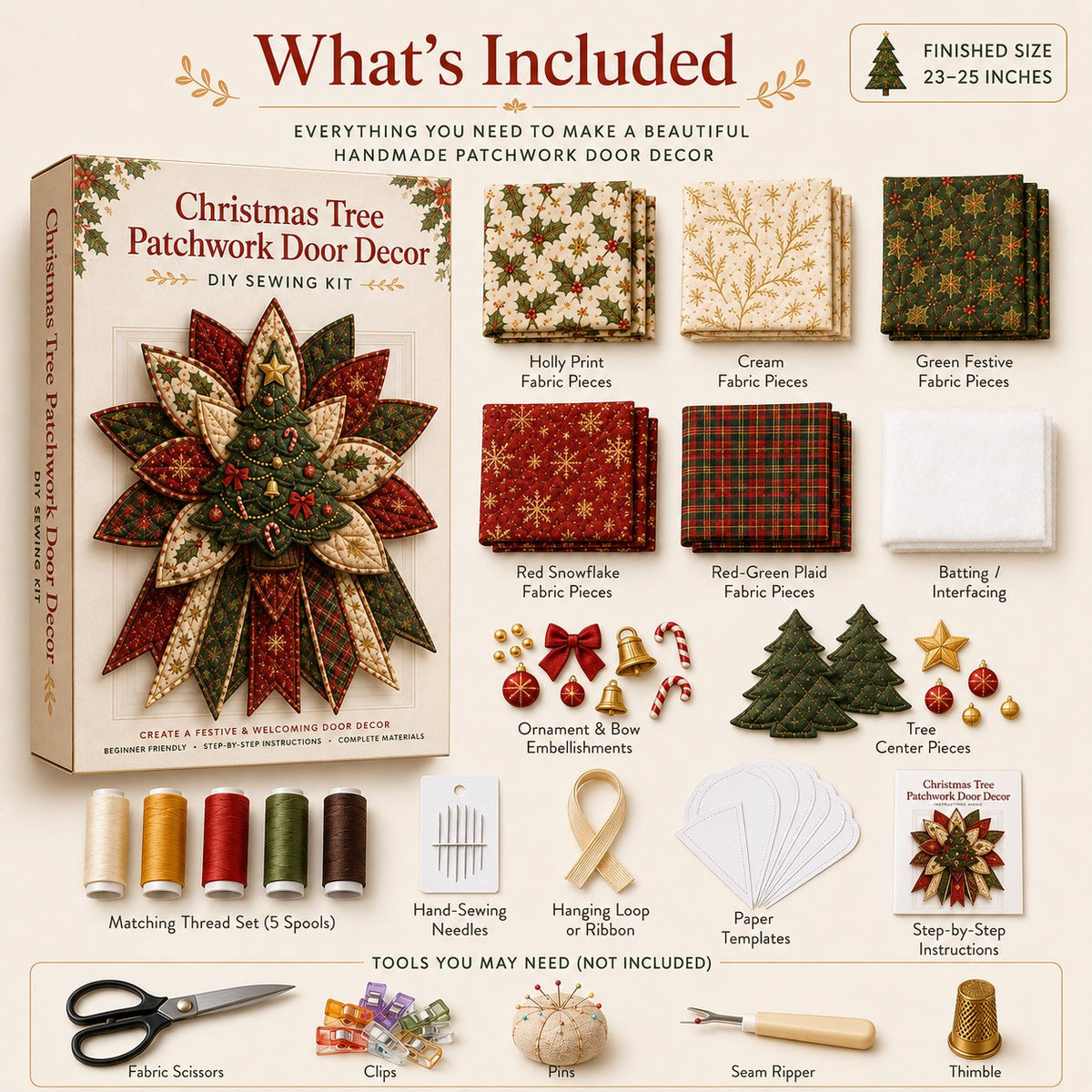 🎉 Holiday Celebration 49% OFF 🎄 – Festive Quilted Christmas Door Hanging DIY Sewing Kit