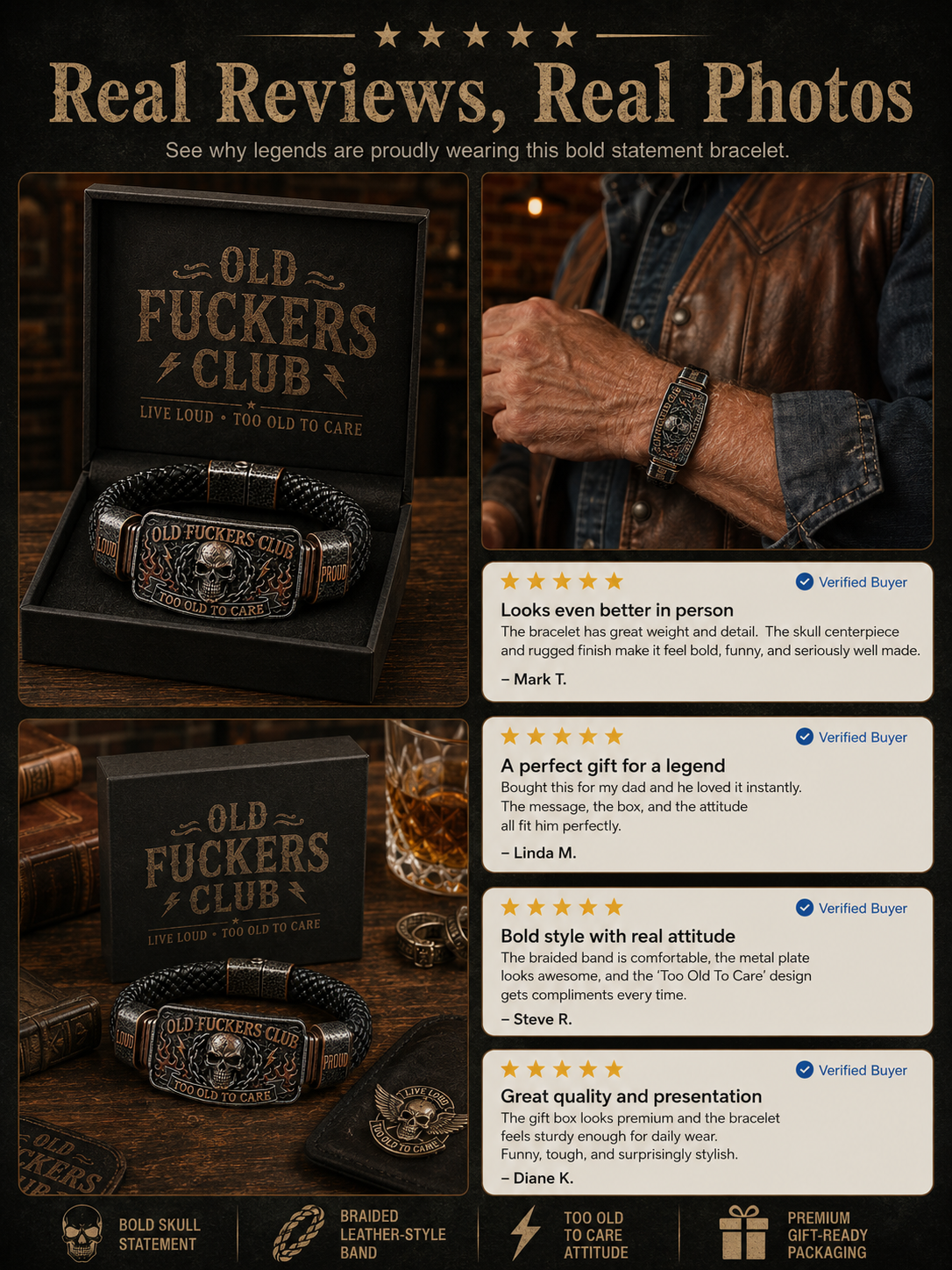 ☠️ Old Fuckers Club & Wild Freedom 🪓 | 2026 Limited Edition Vintage Bracelet