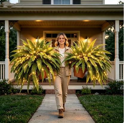 Glowing Boston Ferns with Lights – 🌿 Zero Watering, Zero Maintenance