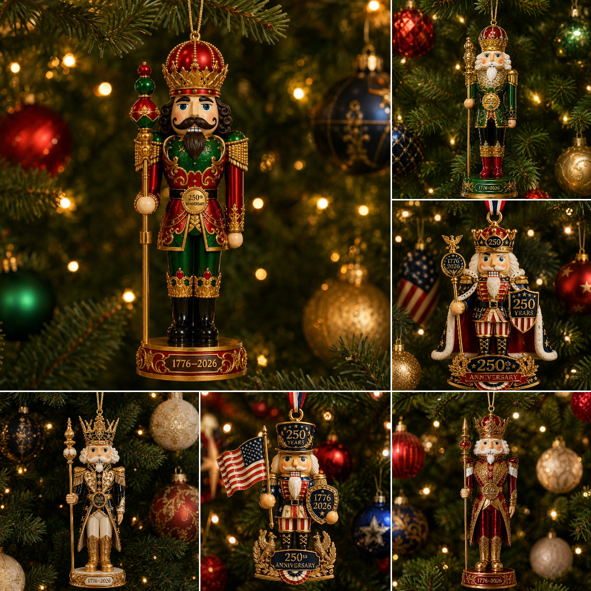👑 America 250th Anniversary Nutcracker King Christmas Ornament Collection🎄