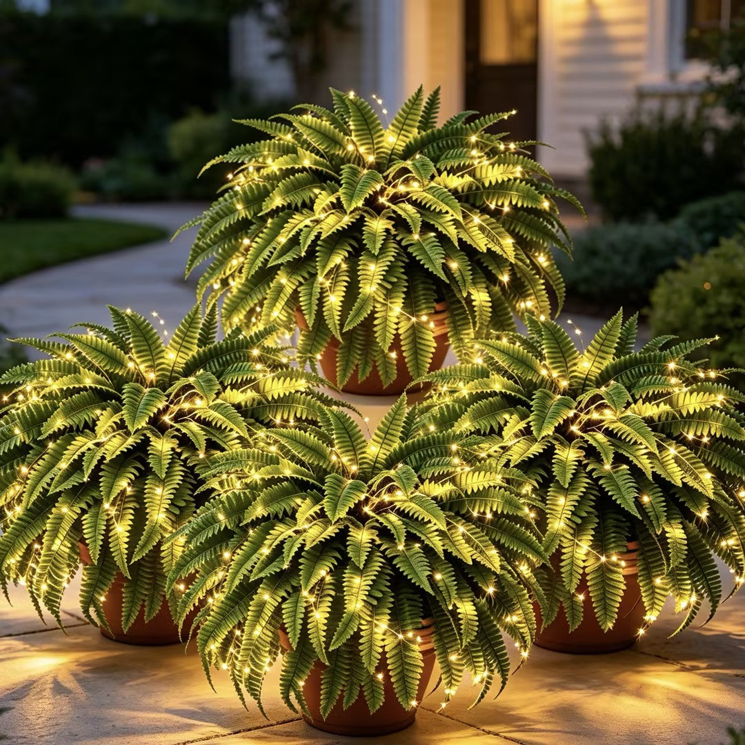 Glowing Boston Ferns with Lights – 🌿 Zero Watering, Zero Maintenance