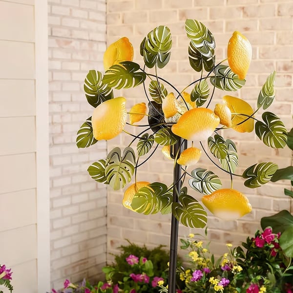 ☀️🌀Outdoors Solar Wind Spinners with Decorative Flowers🌸(Includes bracket)87cm