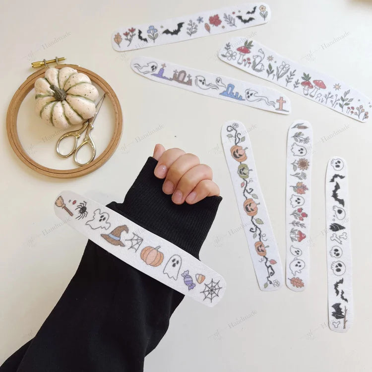 Water-Soluble Stick and Stitch Embroidery Patterns - Beginner Friendly Halloween & Floral Designs