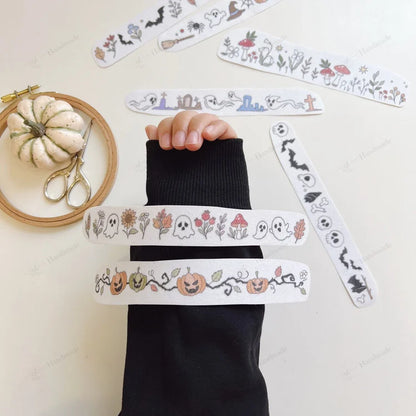 Water-Soluble Stick and Stitch Embroidery Patterns - Beginner Friendly Halloween & Floral Designs
