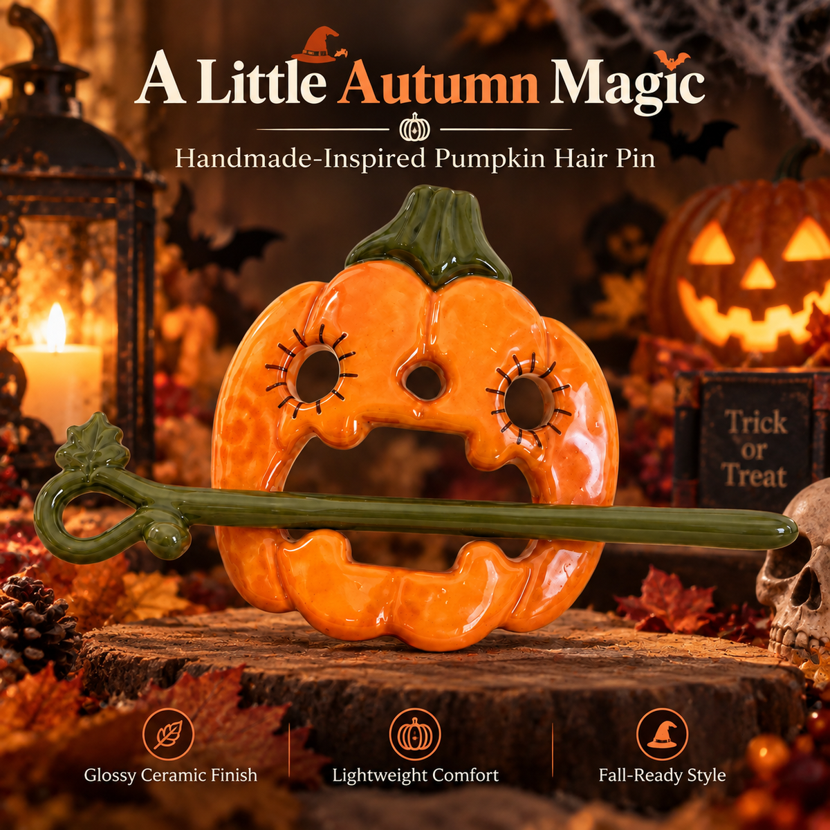 🎃Enchanted Harvest™ Handmade Autumn Ceramic Hair Pin