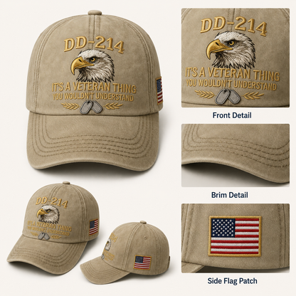 DD-214 Veteran Hat -It's a veteran thing - Embroidered Edition🎁 Free Honor Coin With Every Cap Purchase