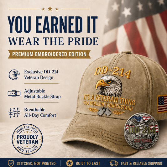 DD-214 Veteran Hat -It's a veteran thing - Embroidered Edition🎁 Free Honor Coin With Every Cap Purchase