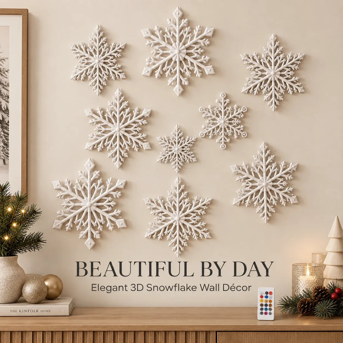 Last Day 49% OFF – ❄️ LED Snowflake Wall Lights | 3D Christmas Snowflake Décor with Blue & White Glow, Remote Control & Magical Indoor Holiday Atmosphere ✨