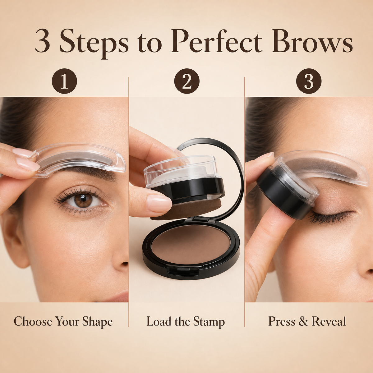 Browvana brow stamp creating symmetrical eyebrows in 5 seconds
