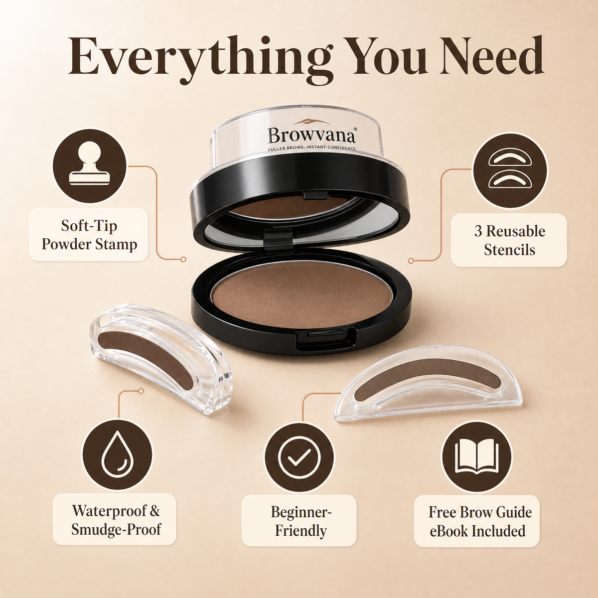 Browvana brow stamp kit for sparse and thinning eyebrows
