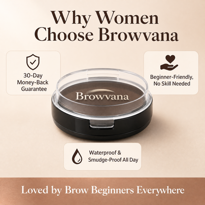 Woman applying the Browvana eyebrow stamp for natural fuller brows