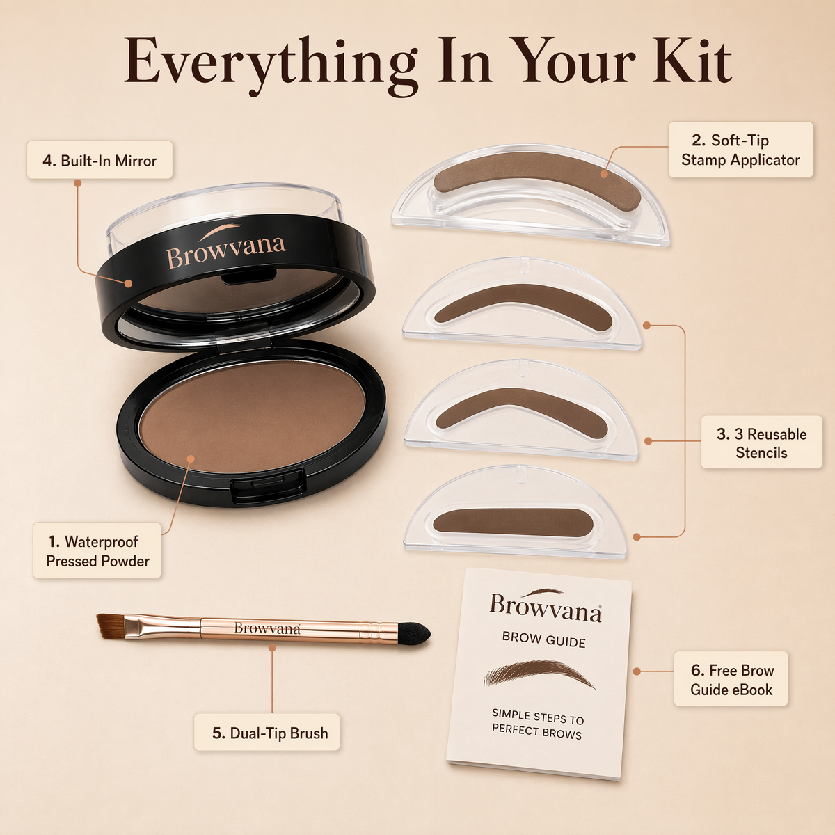 Waterproof brow powder stamp from the Browvana eyebrow stamp kit