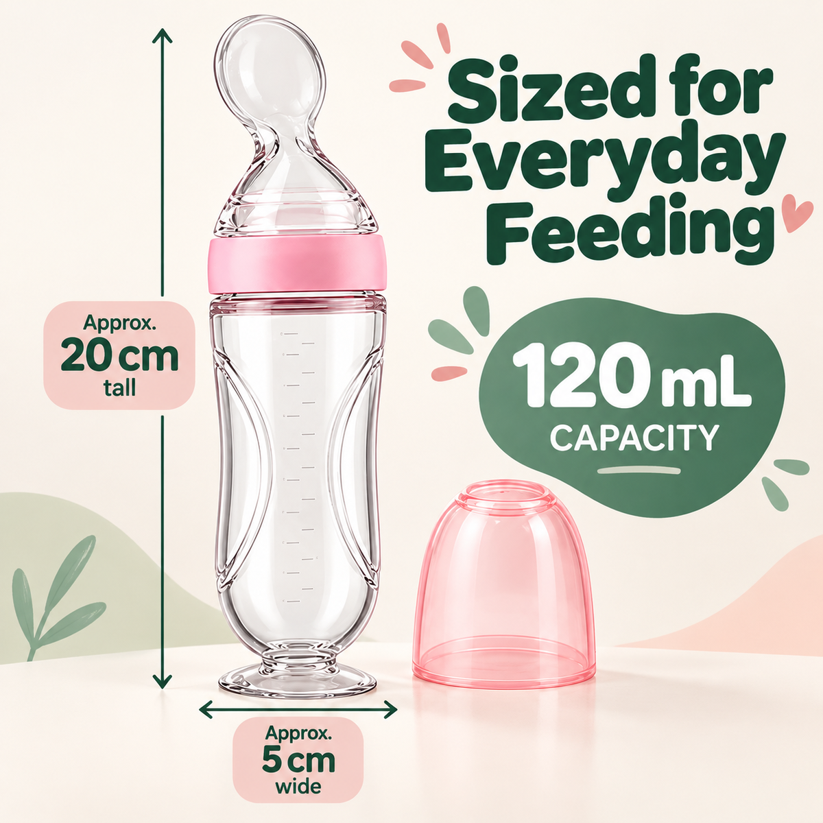 🥰TinyBits Baby Food Squeeze Spoon – 120 mL Purée Feeder with Protective Cap