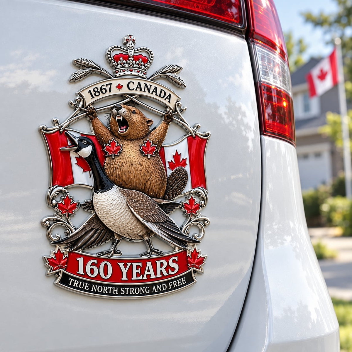🍁Canada 160th Anniversary “True North Strong and Free” Tribute Metal Car Emblem