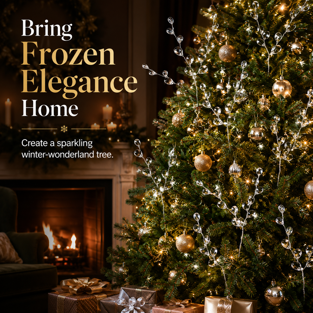Christmas Frozen Crystal Tree Branches
