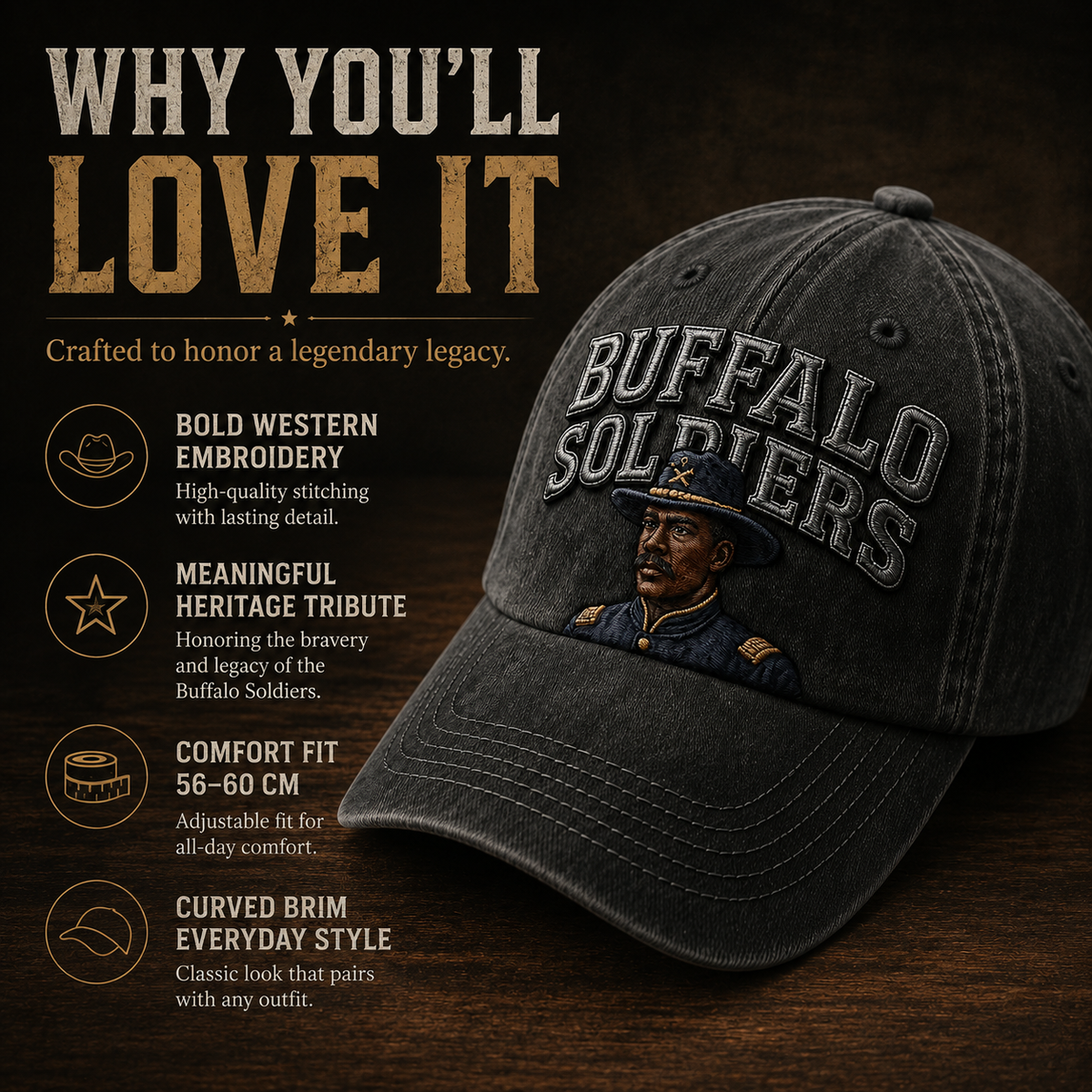 🐎 1866-2026 Buffalo Soldiers Legendary Heritage Embroidered Cap - 160th Anniversary Limited