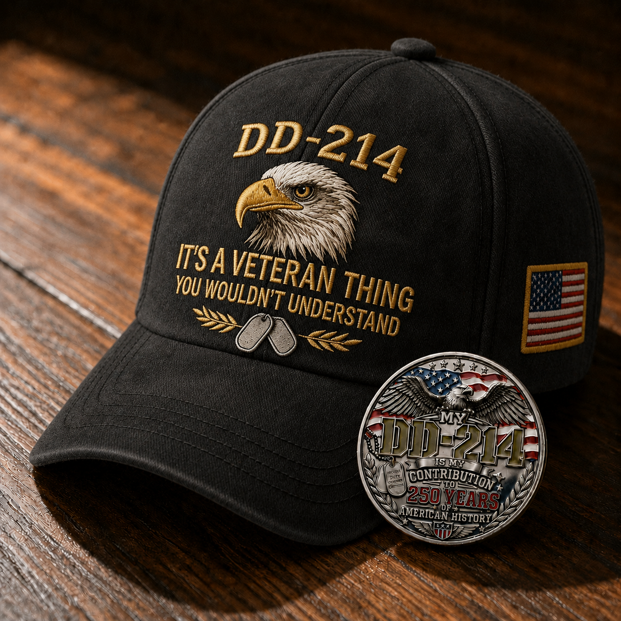 DD-214 Veteran Hat -It's a veteran thing - Embroidered Edition🎁 Free Honor Coin With Every Cap Purchase