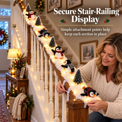 🔥Hot Sale 40% OFF🔥Playful Penguin Snowy Stair Railing Decor