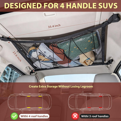 🚙 Overhead Car Cargo Net – Double-Layer Roof Storage Organizer