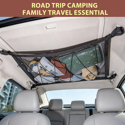 🚙 Overhead Car Cargo Net – Double-Layer Roof Storage Organizer