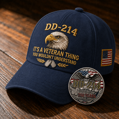 DD-214 Veteran Hat -It's a veteran thing - Embroidered Edition🎁 Free Honor Coin With Every Cap Purchase