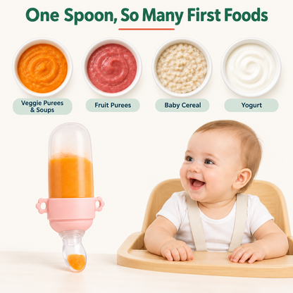 🥰TinyBits Baby Food Squeeze Spoon – 120 mL Purée Feeder with Protective Cap