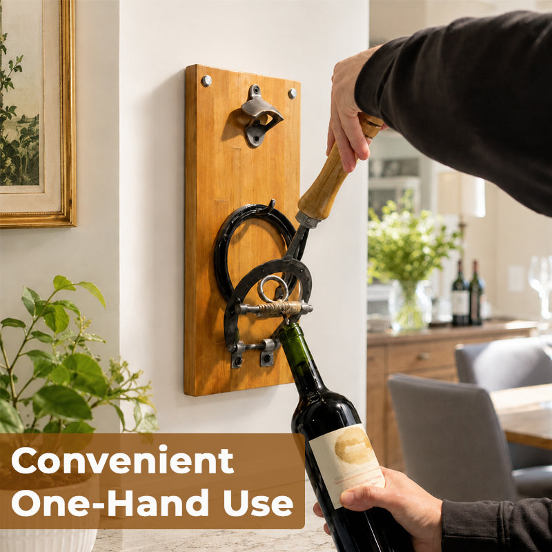 🍷 Rustic Horseshoe Wall-Mounted Wine Opener