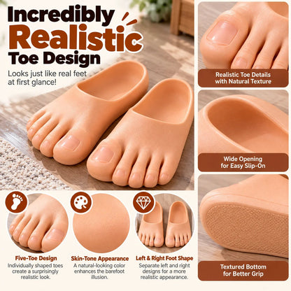 😂 Realistic Barefoot Slippers | Giant Toe Novelty Slides